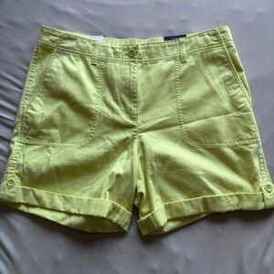Talbots NWT yellow cargo cotton linen blend shorts size 10